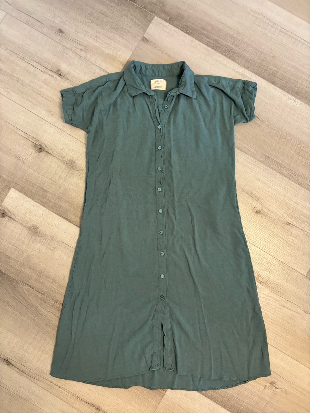 Evolverie Button Front Shirt Dress Swim Cover Up Mint Green Small